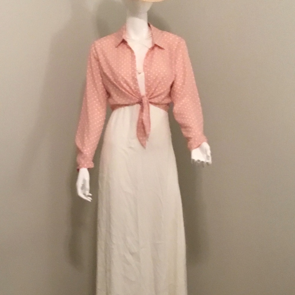 FOREVER 21 :  CONTEMPORARY  DRESS (Small)   W/POLKA DOT BLOUSE (medium)